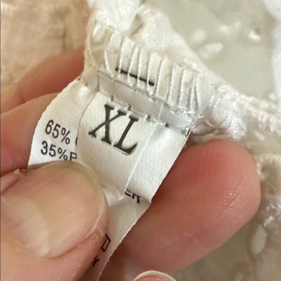 White Eyelet tiered ruffle Blouse Button Front Cottagecore Summer Top - Picture 11 of 11